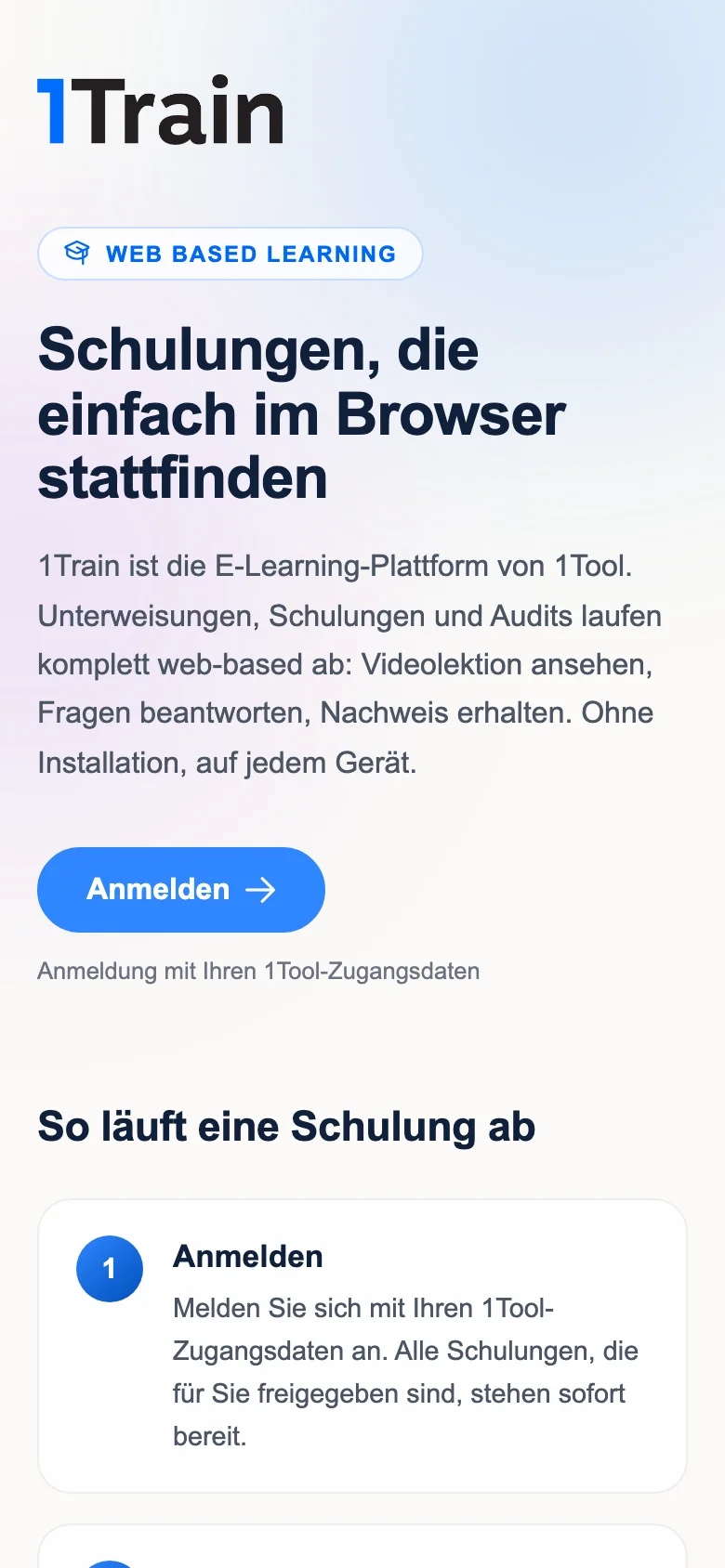 Startseite von 1Train