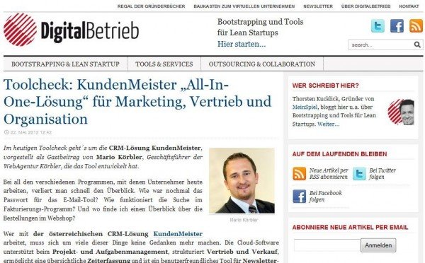 Klicktipp: 1Tool im Toolcheck bei DigitalBetrieb