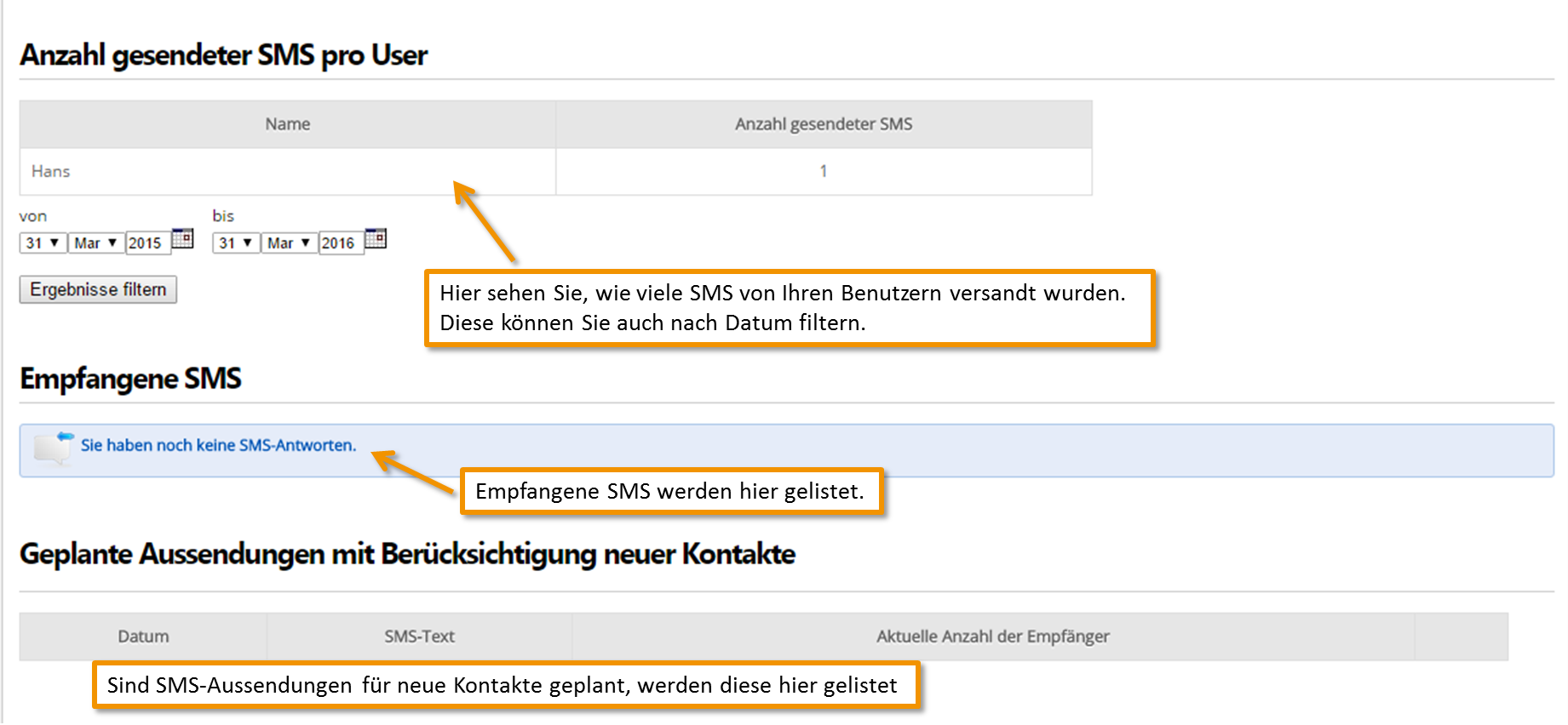 SMS Berichte_gesendet_empfangen