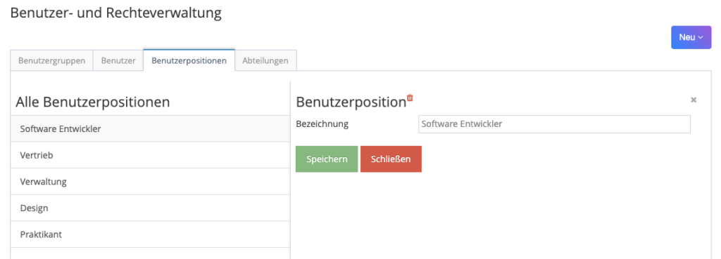 Benutzerposition