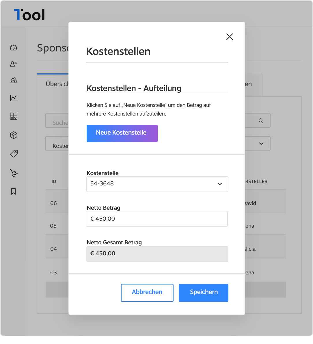 Abbildung von Sponsoring-Workflows