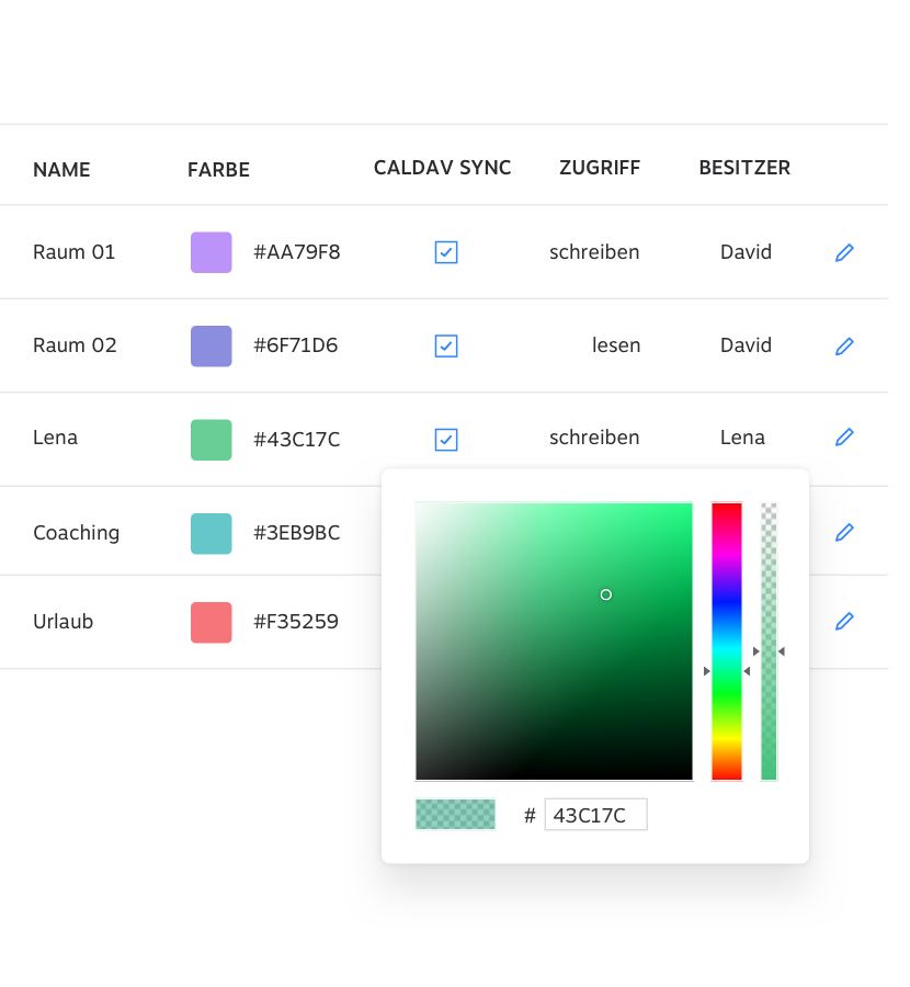 1Tool | Kalender Kategorien Farben DE