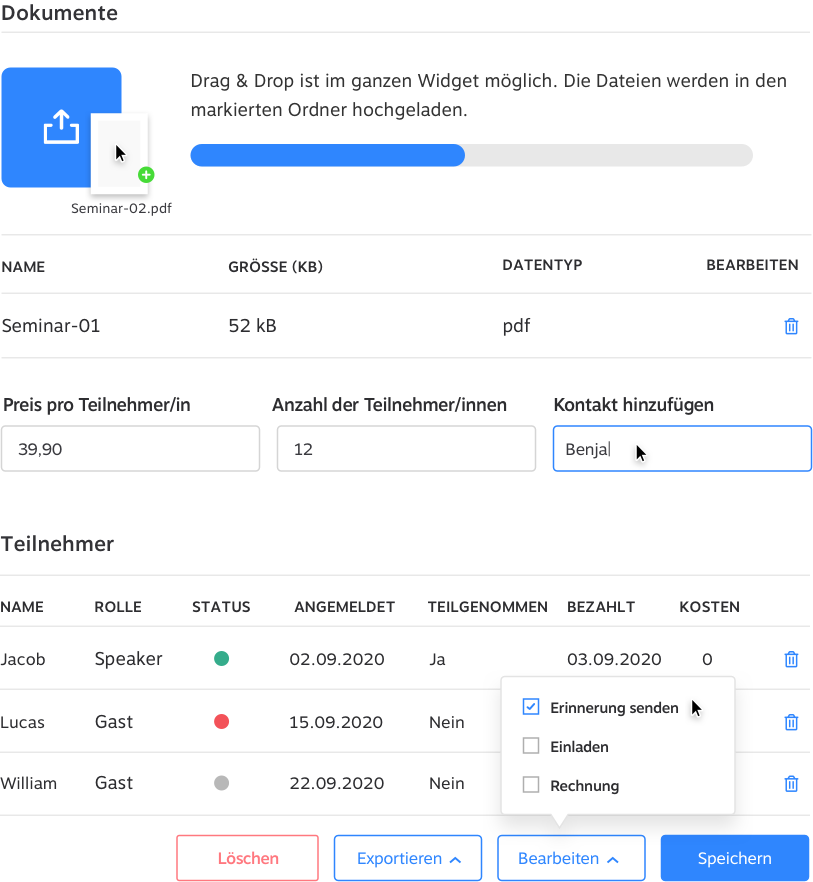 1Tool | Participantes do Calendário DE