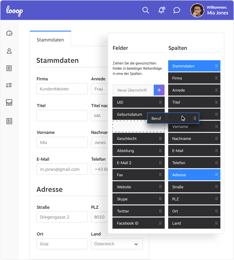 Customer portal fields_DE