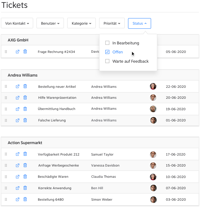 Ticket overview_DE