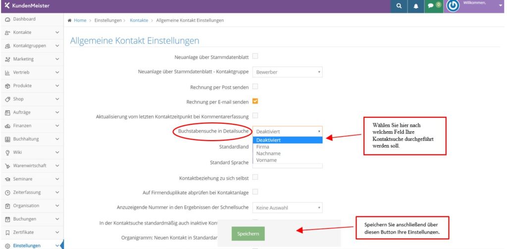 1Tool | Allgemeine Kontakt Einstellungen1