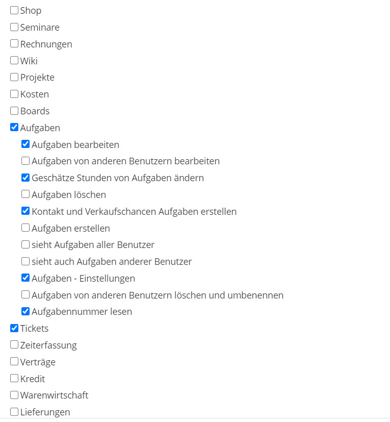 1Tool | Direitos do usuário de criação de tarefas