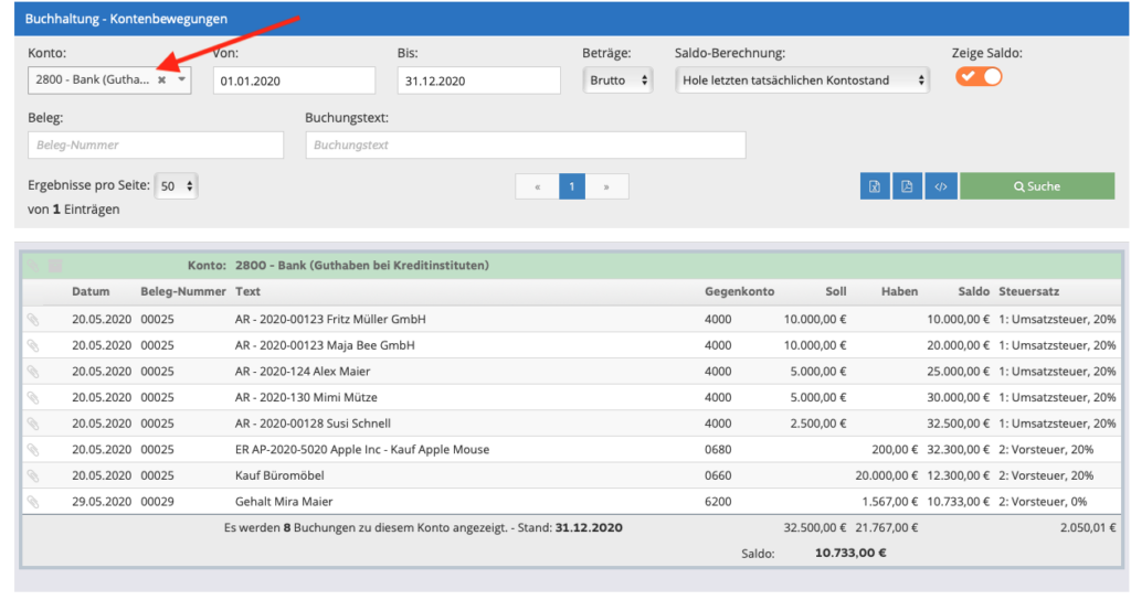 1Tool | movimientos de cuentas contables