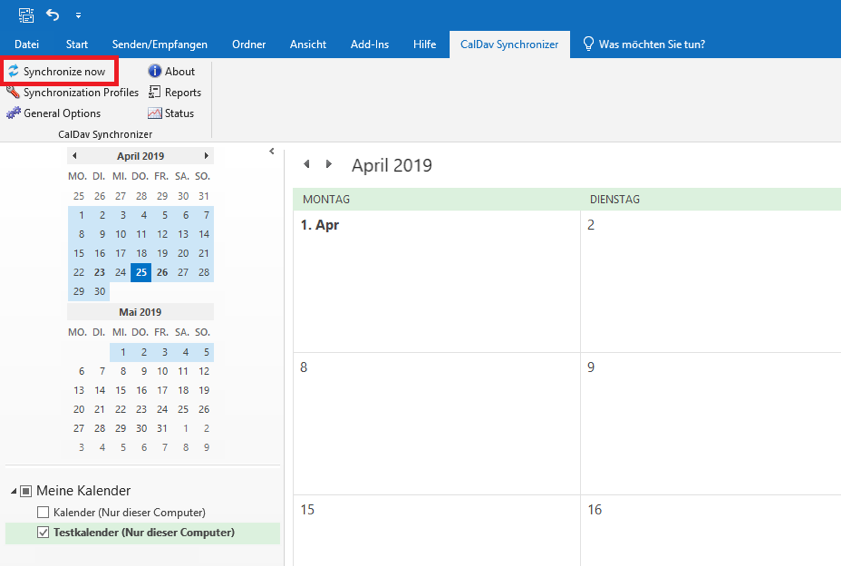 1Tool | CalDav handmatige synchronisatie