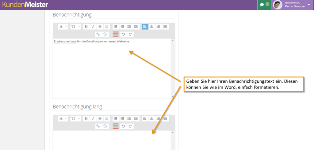 Dashboard Benachrichtigungen 2