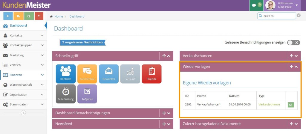 1Tool | Dashboard Wiedervorlagen 1024x449 1