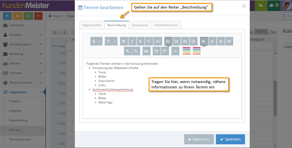1Tool | Kalender Beschreibung