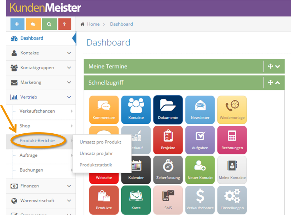 1Tool | Produkt Berichte Menue