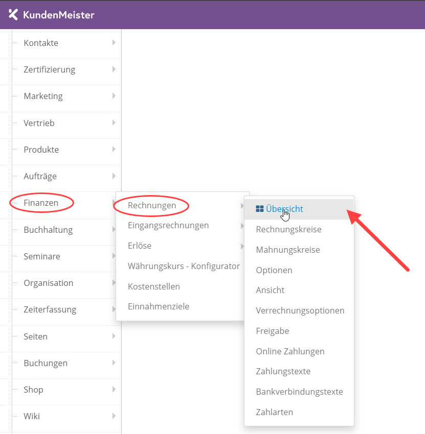 1Tool | Rechnungen Allgemeine Uebersicht