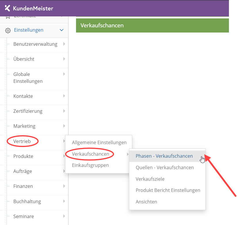 1Tool | Status und Wahrscheinlichkeit fuer Verkaufschancen Phasen
