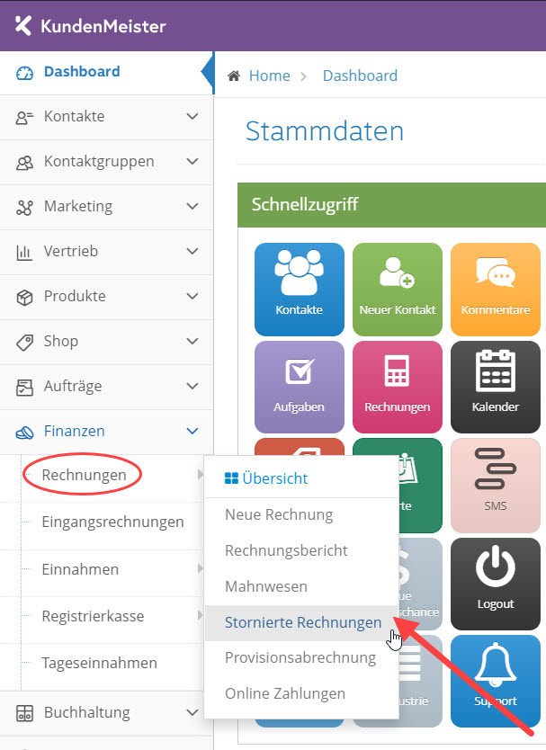 1Tool | Stornierte Rechnungen