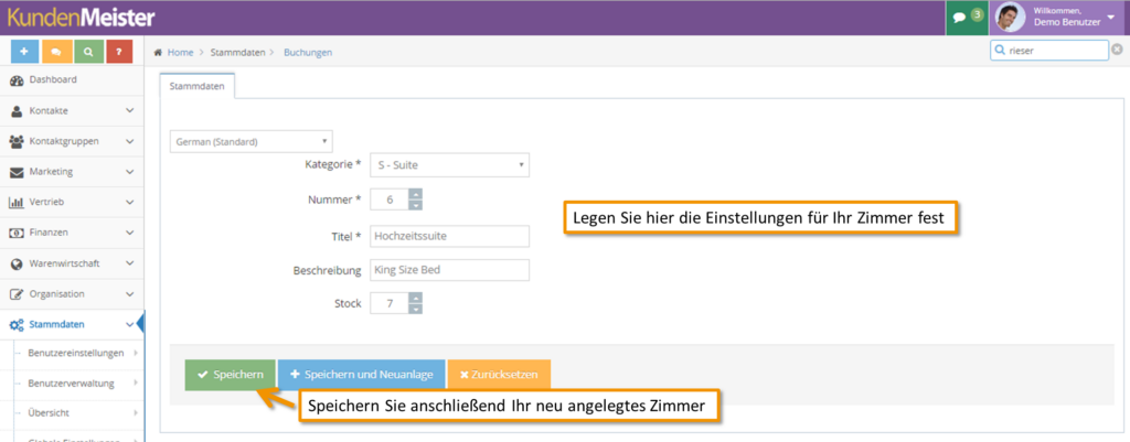 Zimmer anlegen