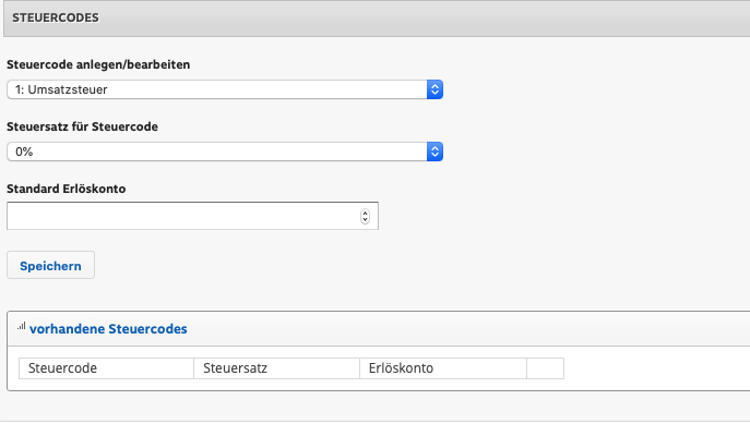 1Tool | steuercode anlegen erster schritt