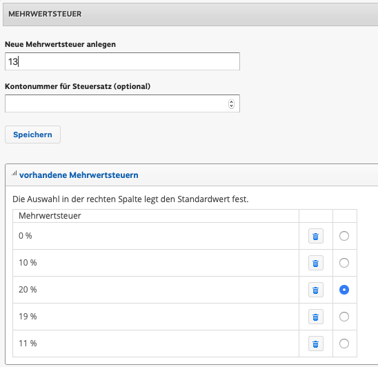 1Tool | steuersatz anlegen