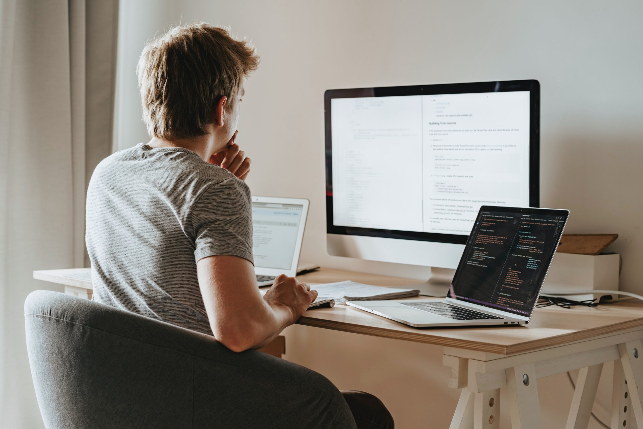 Man sitting in front of computer