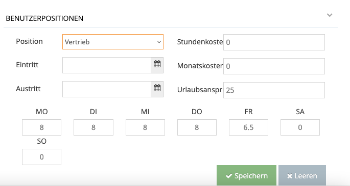 användarens position