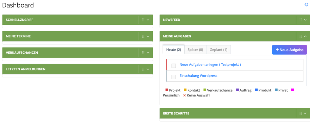 Tasks dashboard