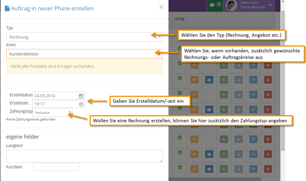 1Tool | Créer une commande dans une nouvelle phase