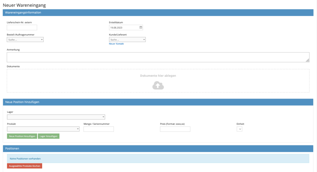 1Tool | nova entrada de mercadorias